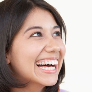 Woman smiling big